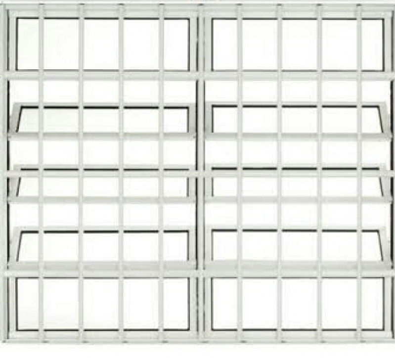 Janela Basculante de Alumínio com Grade Higienópolis - Janela Basculante Alumínio Branco 60x60