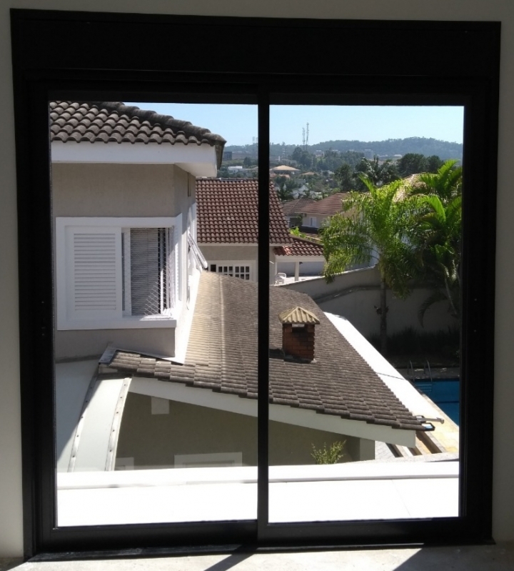 Porta de Correr de Alumínio com Vidro Jardim São Luiz - Porta de Alumínio Branco com Vidro